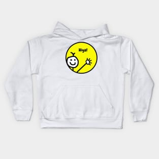 Cute Waving Funny Cartoon Smiling Face Hiya Kids Hoodie